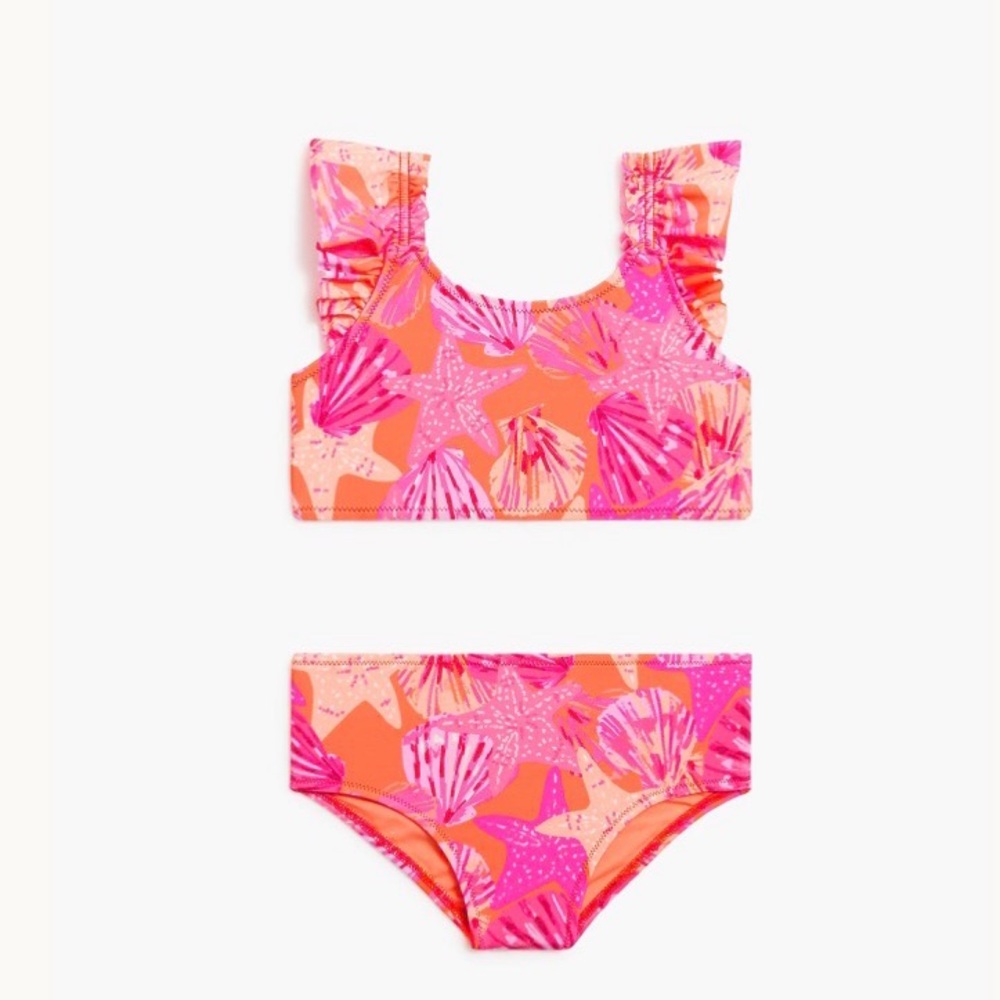 NWT Crewcuts Girls' seashell ruffle bikini set